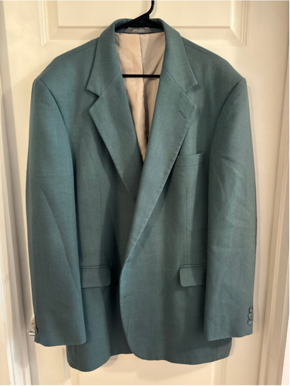 Vintage Haggar Men's Teal Green Sport Coat Blazer Jacket Notch Lapel size 46L